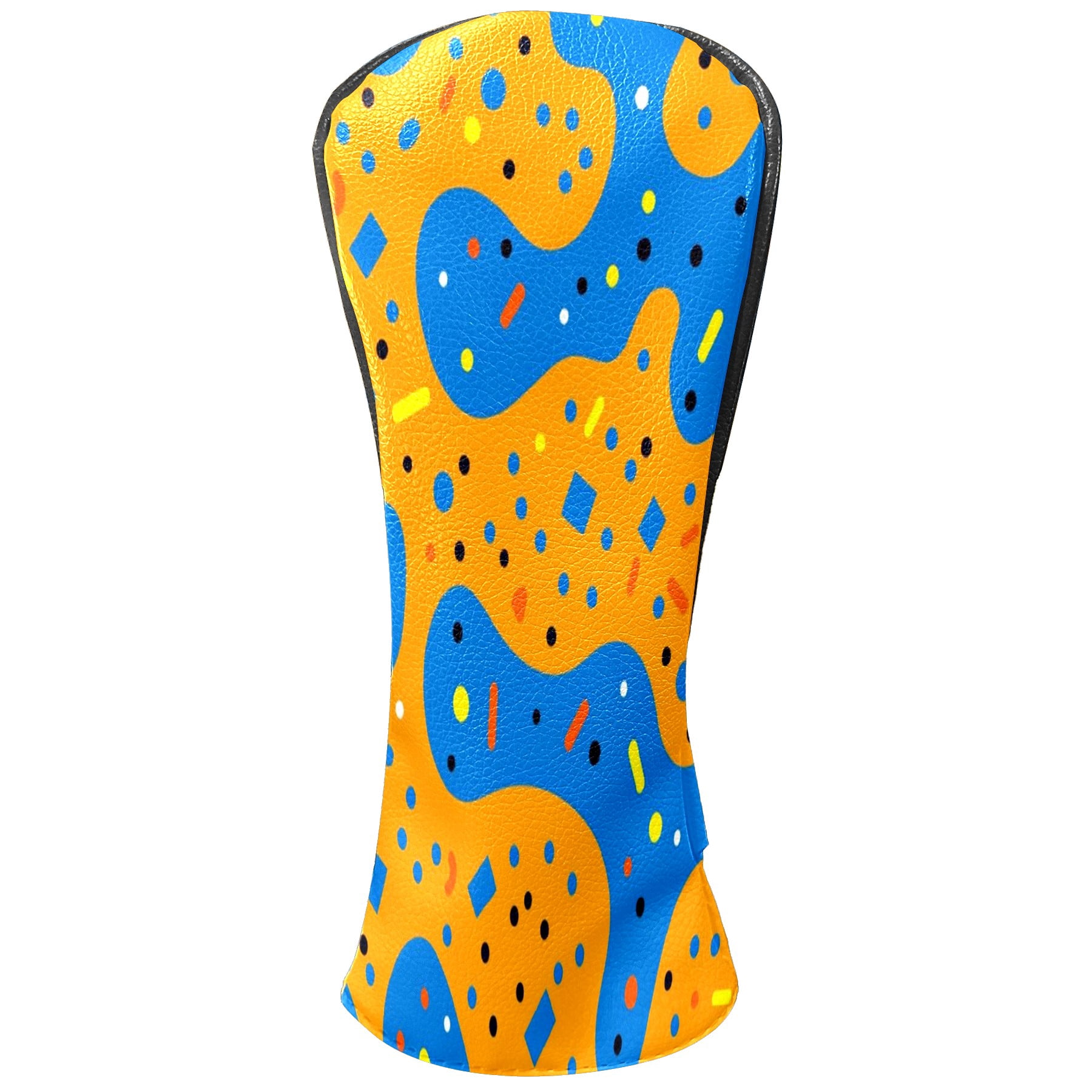 Golf Club Covers PU Leather Waterproof Head Covers for Fairway Woods Hybrids Orange Blue Polka Dots Unisex Fits Most Brands