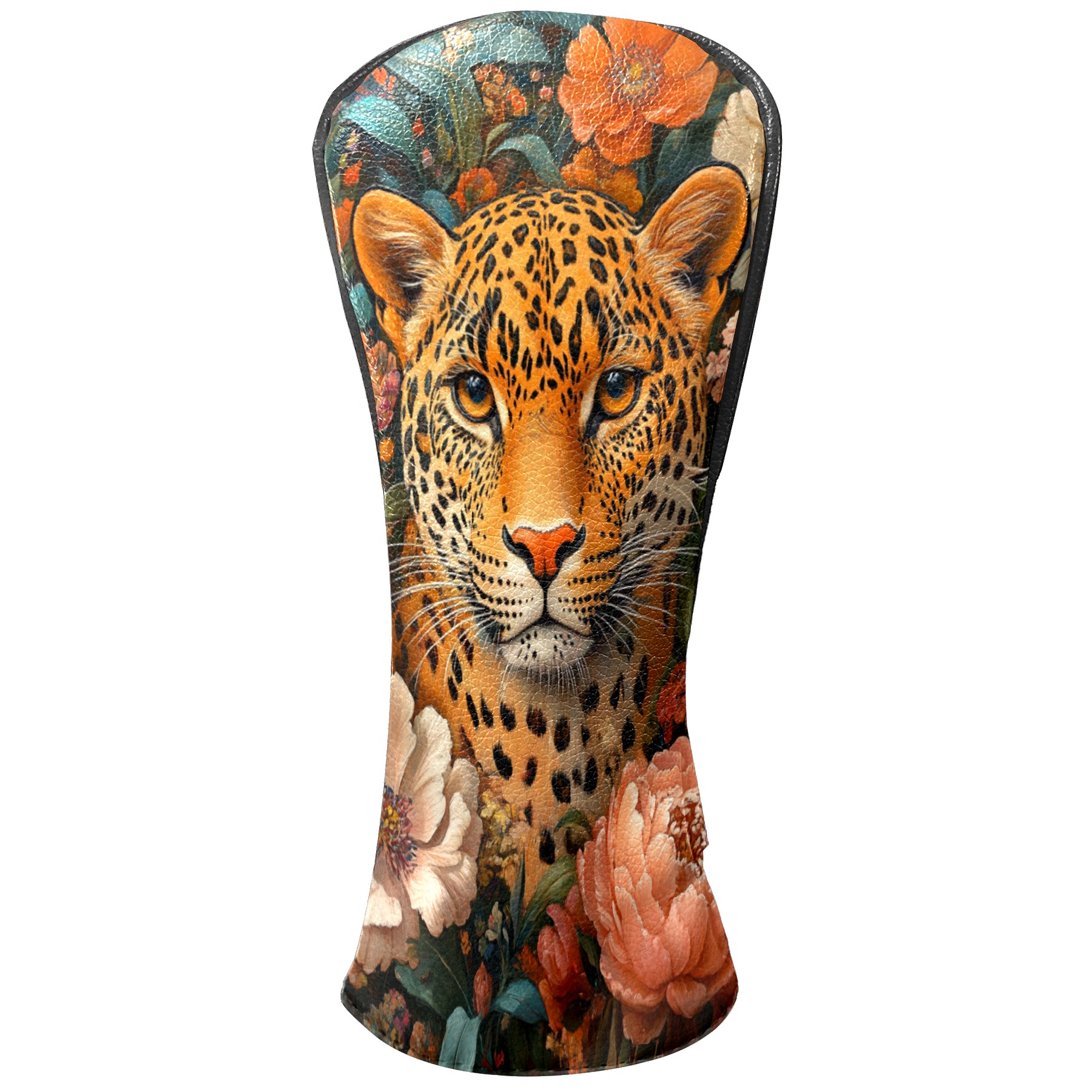 Golf Club Covers PU Leather Waterproof Head Covers for Fairway Woods Hybrids Orange Leopard