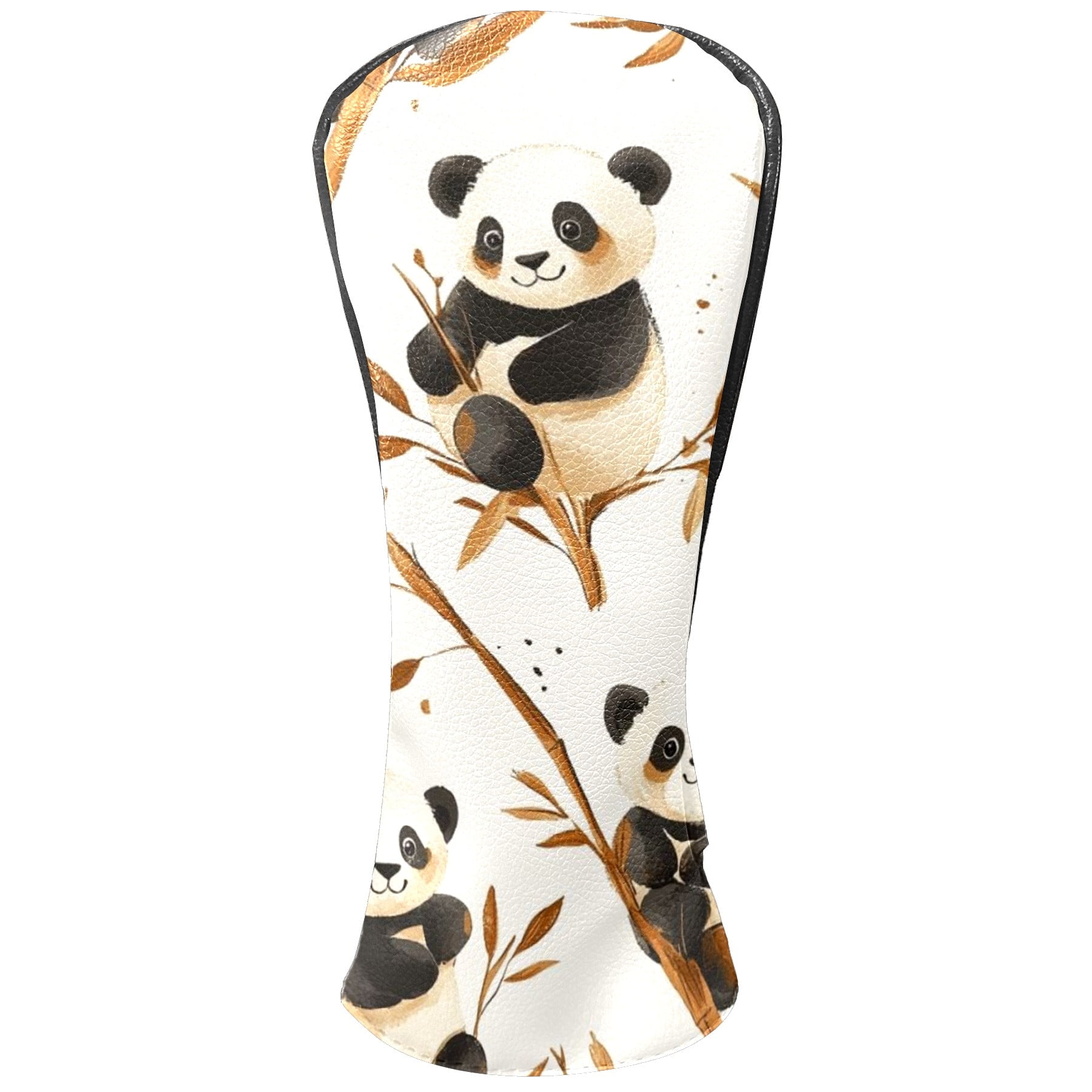 Golf Head Covers Panda Pattern for Driver, Wood & Hybrid, Premium Waterproof PU Leather with Plush Lining, Cute Animal Golf Gifts