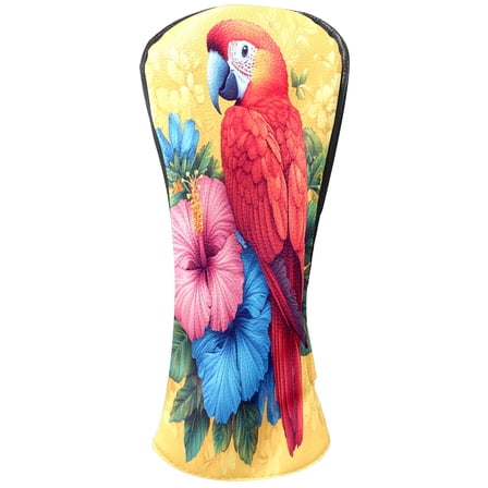 Golf Club Covers PU Leather Waterproof Head Covers for Fairway Woods Hybrids Parrot Hibiscus