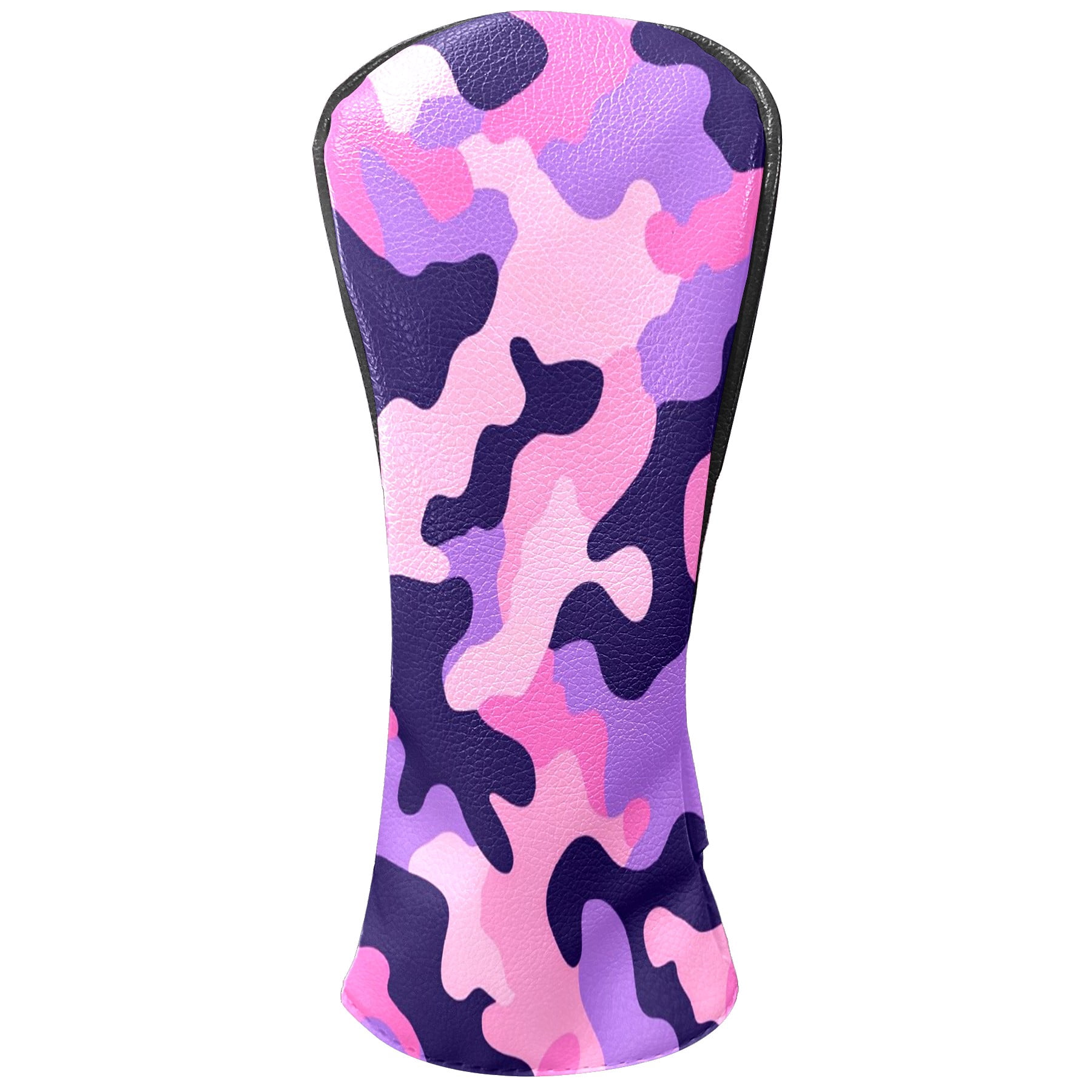 Golf Club Covers PU Leather Waterproof Head Covers for Fairway Woods Hybrids Pink And Purple Camouflage Unisex Fits Most Brands
