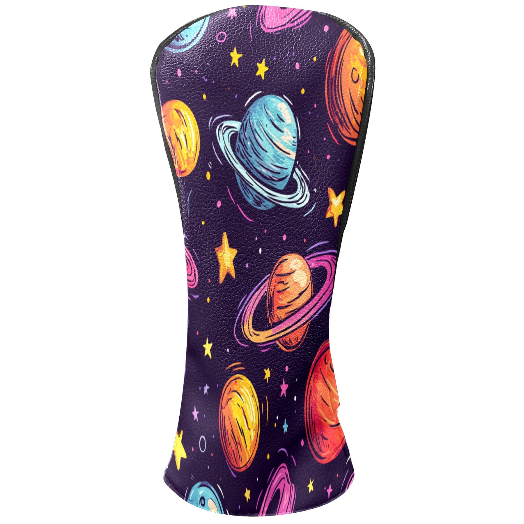 Golf Club Covers PU Leather Waterproof Head Covers for Fairway Woods Hybrids Planet Pattern