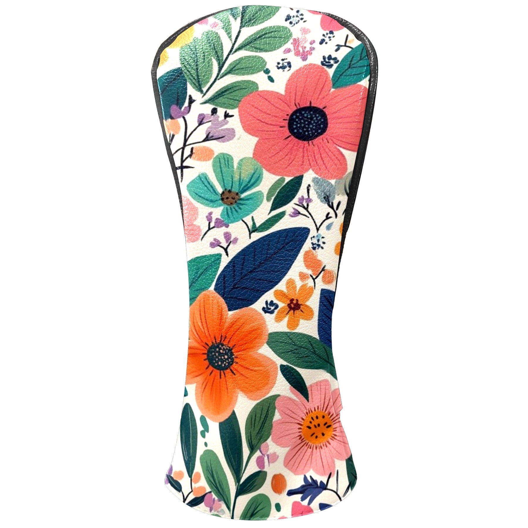 Golf Head Covers Botanical Leaves & Flowers Design for Driver, Wood & Hybrid, Premium Waterproof PU Leather with Plush Lining, Unique Golf Gifts