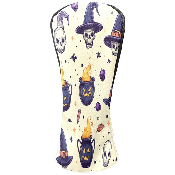 Golf Club Covers PU Leather Waterproof Head Covers for Fairway Woods Hybrids Purple Magic Hat Unisex Fits Most Brands