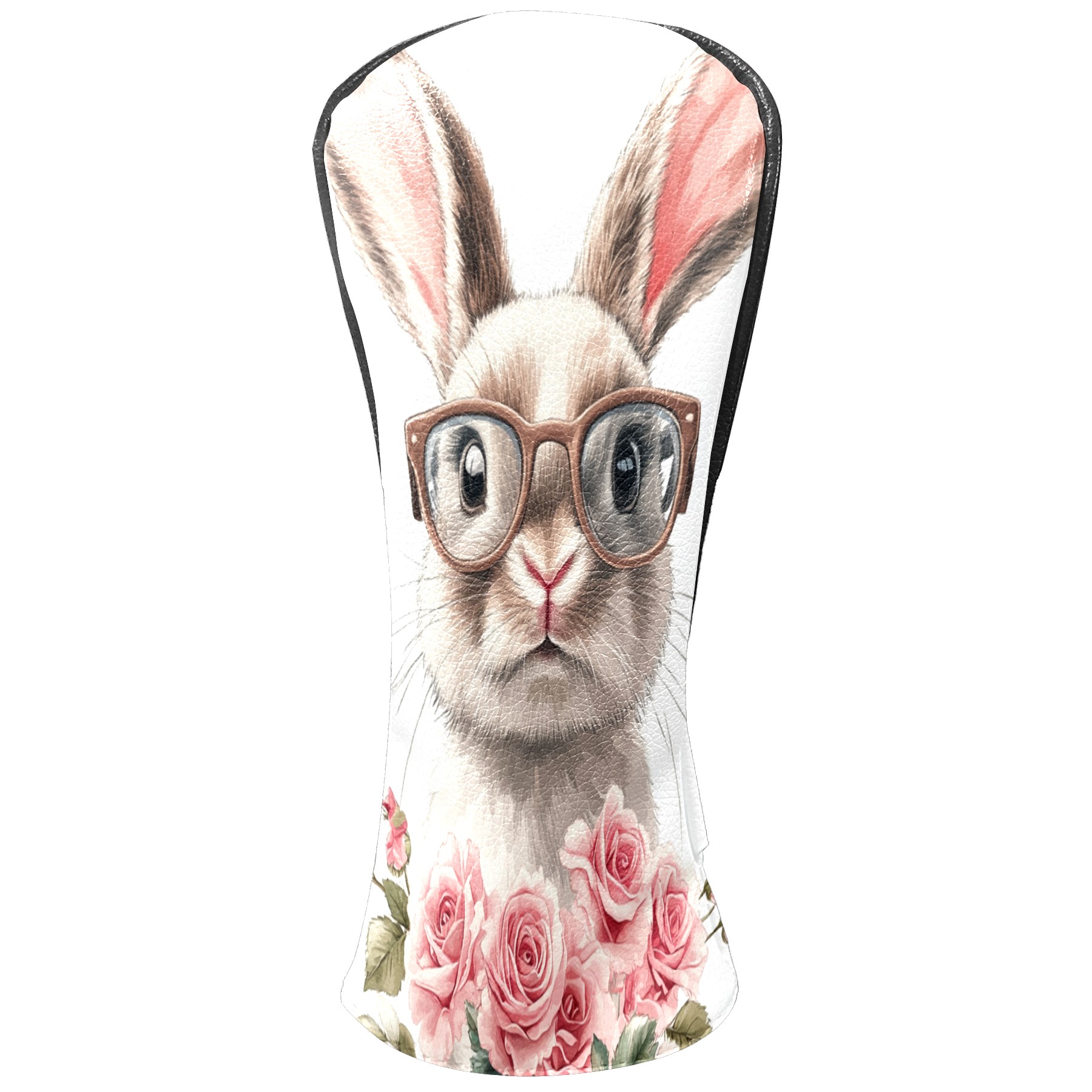 Golf Club Covers PU Leather Waterproof Head Covers for Fairway Woods Hybrids Rabbit With Glasses