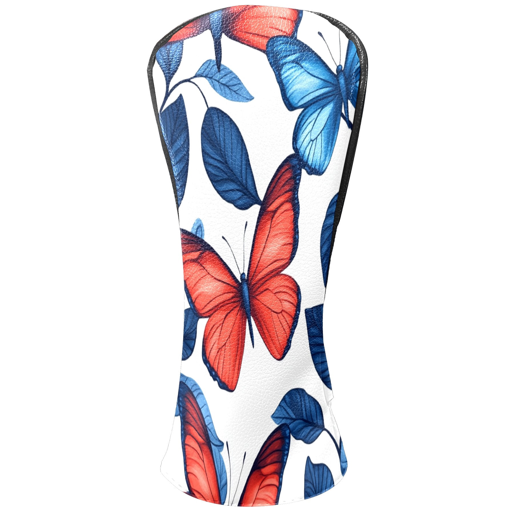 Golf Club Covers PU Leather Waterproof Head Covers for Fairway Woods Hybrids Red And Blue Butterfly