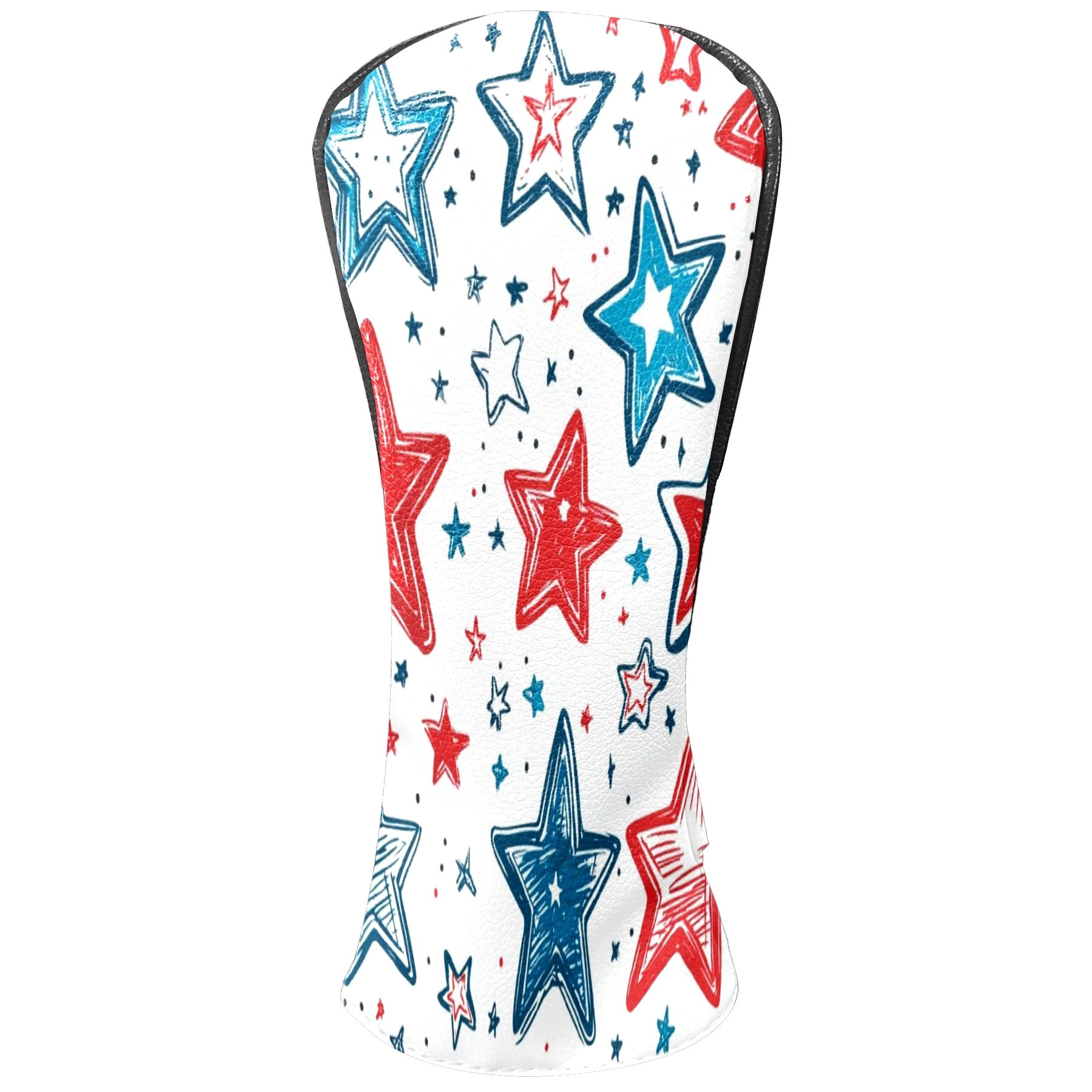 Golf Club Covers PU Leather Waterproof Head Covers for Fairway Woods Hybrids Red And Blue Stars Unisex Fits Most Brands