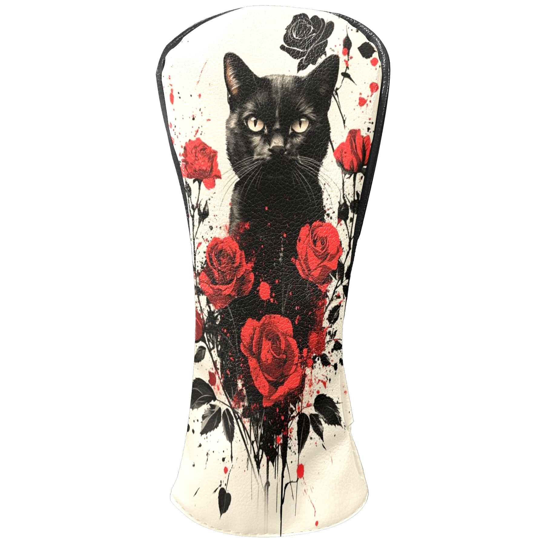 Golf Club Covers PU Leather Waterproof Head Covers for Fairway Woods Hybrids Rose Cat Unisex Fits Most Brands