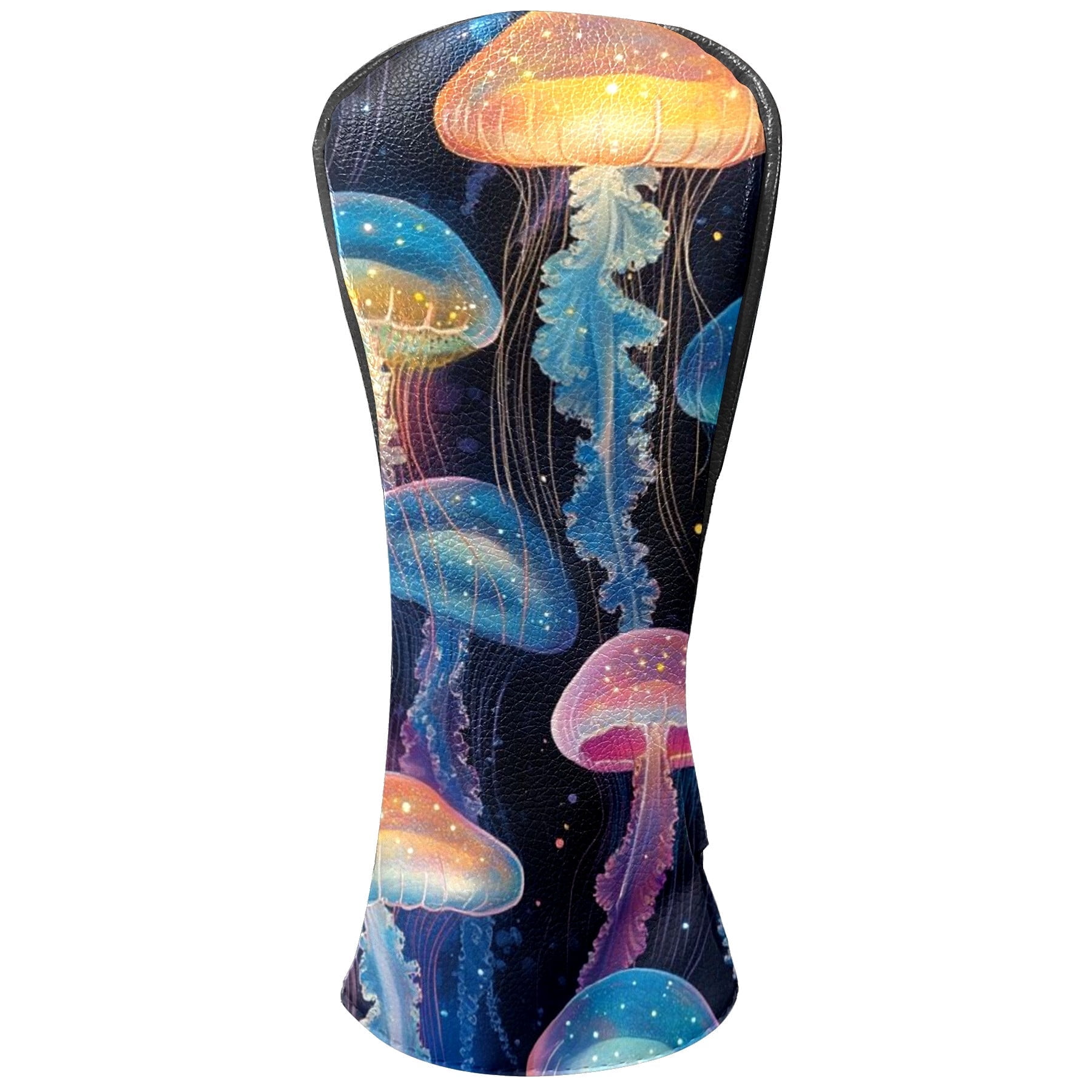 Golf Head Covers Sea Jellyfish Design for Driver, Wood & Hybrid, Premium Waterproof PU Leather with Plush Lining, Unique Oceanic Golf Gifts