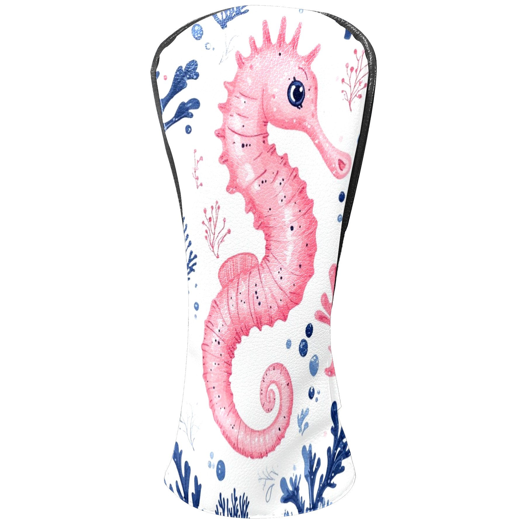 Golf Club Covers PU Leather Waterproof Head Covers for Fairway Woods Hybrids Seahorse Pattern Unisex Fits Most Brands