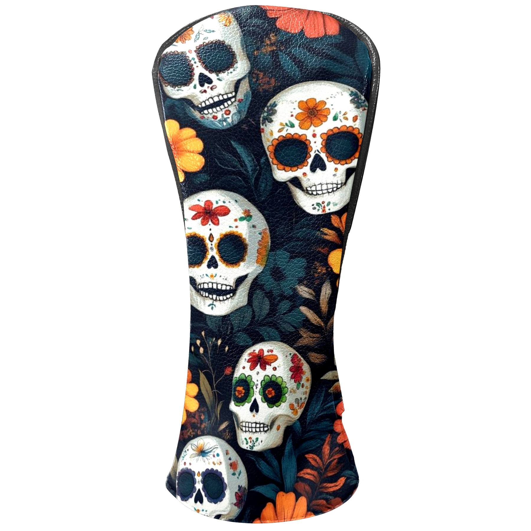 Golf Club Covers PU Leather Waterproof Head Covers for Fairway Woods Hybrids Skeleton Rose Unisex Fits Most Brands