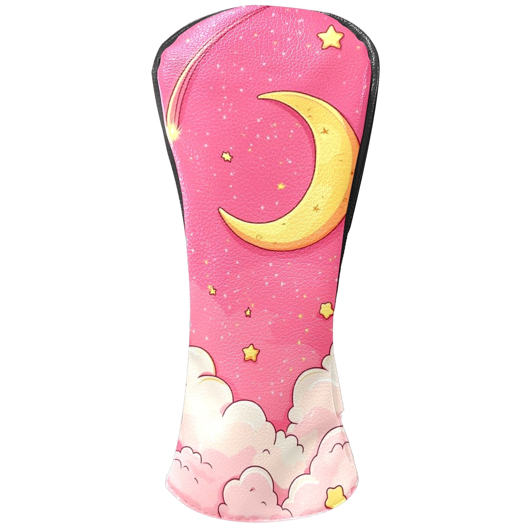 Golf Head Covers Stars & Moon Design for Driver, Wood & Hybrid, Premium Waterproof PU Leather with Plush Lining, Unique Golf Gifts