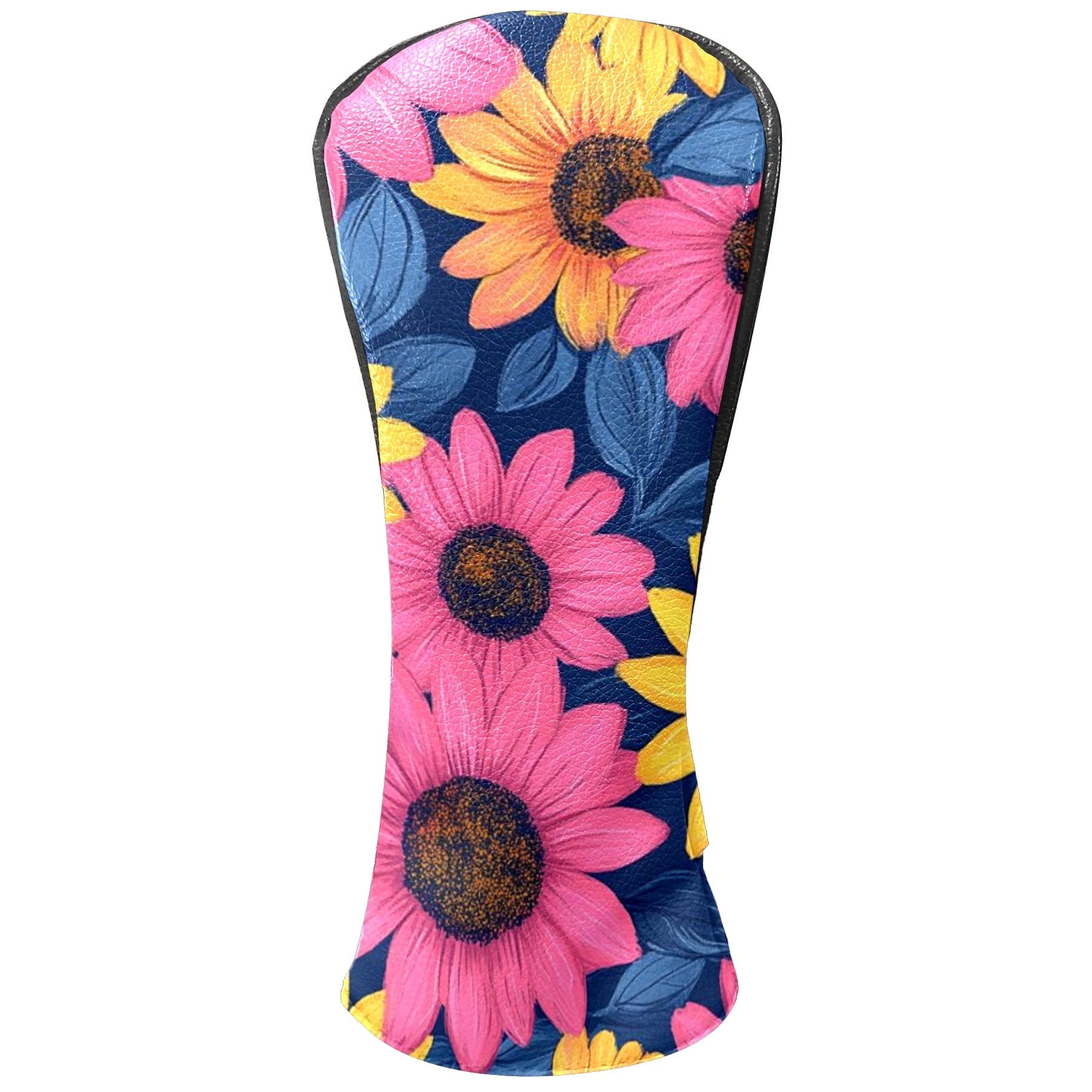 Golf Head Covers Sunflower Pattern for Driver, Wood & Hybrid, Premium Waterproof PU Leather with Plush Lining, Cheerful Floral Golf Gifts