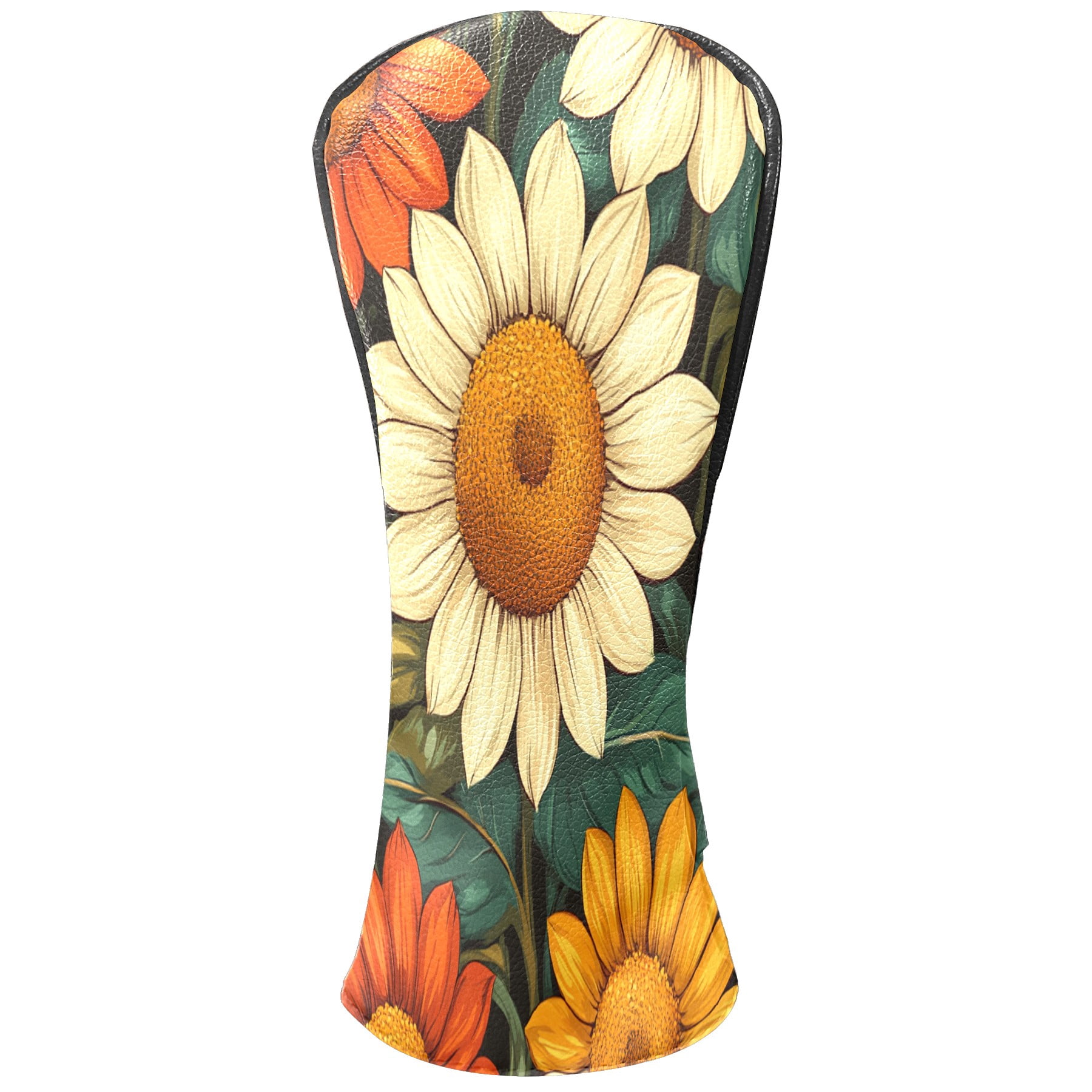 Golf Club Covers PU Leather Waterproof Head Covers for Fairway Woods Hybrids Sunflower Unisex Fits Most Brands