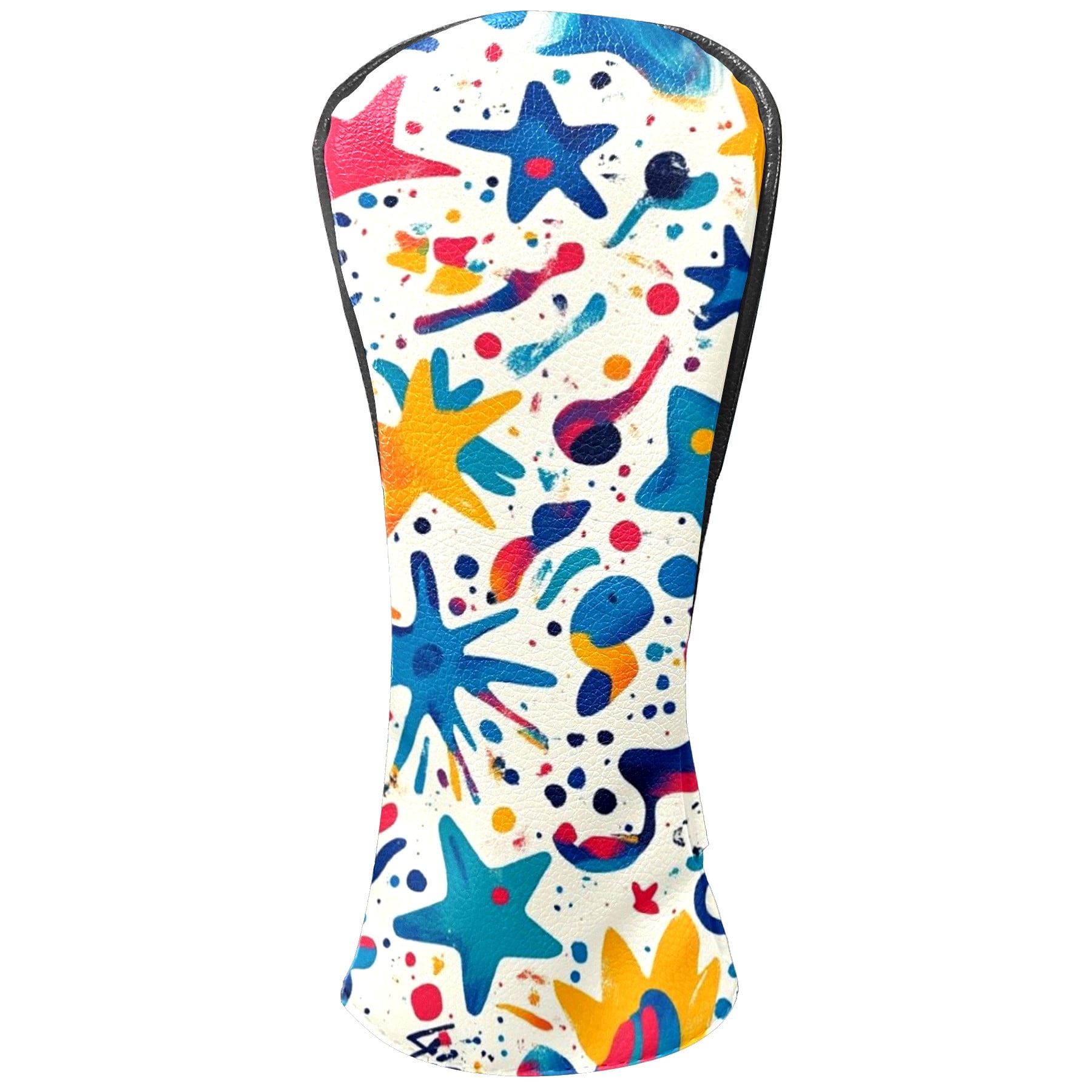 Golf Head Covers Tie-dye Star Pattern for Driver, Wood & Hybrid, Premium Waterproof PU Leather with Plush Lining, Psychedelic Golf Gifts