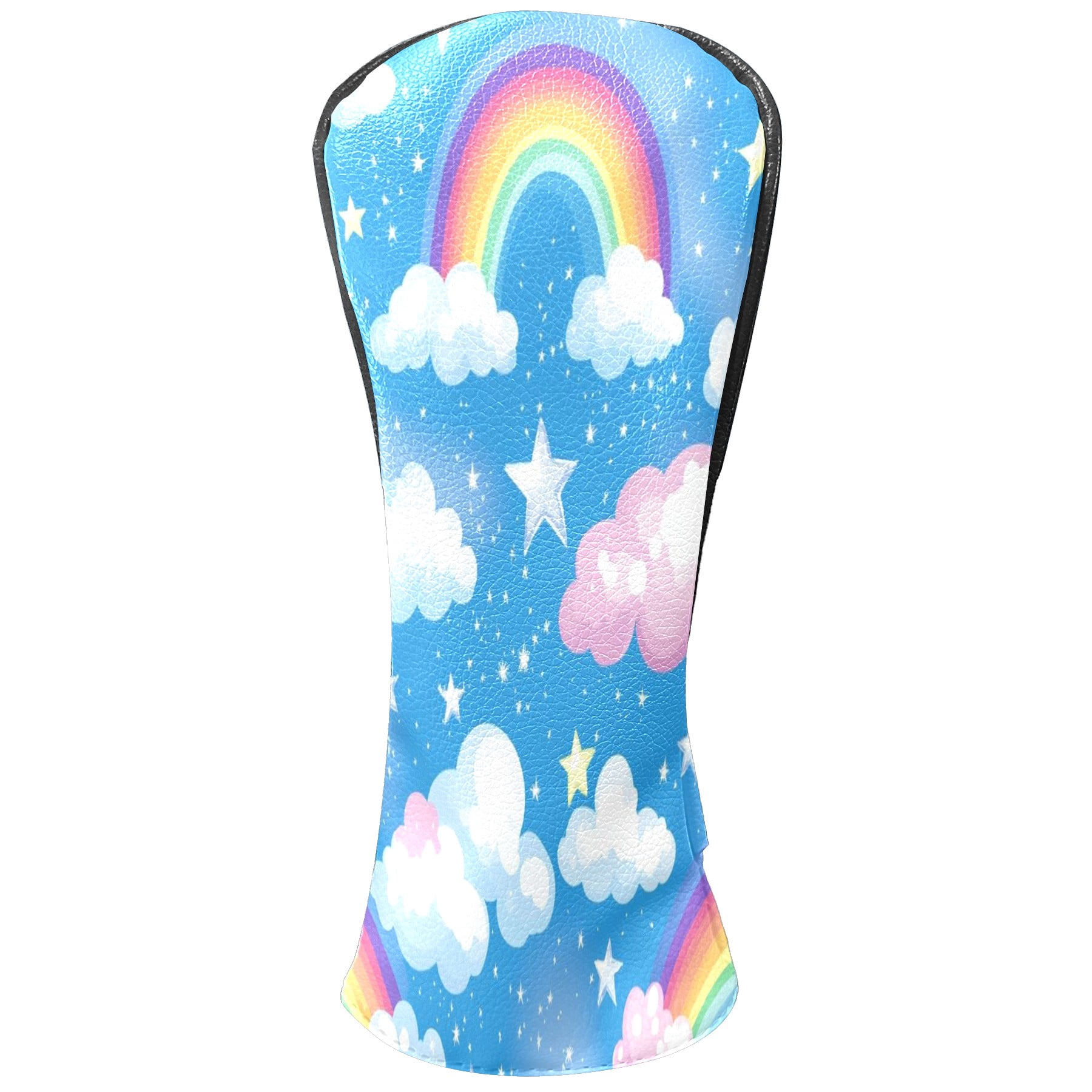 Golf Club Covers PU Leather Waterproof Head Covers for Fairway Woods Hybrids White Clouds Rainbow Unisex Fits Most Brands
