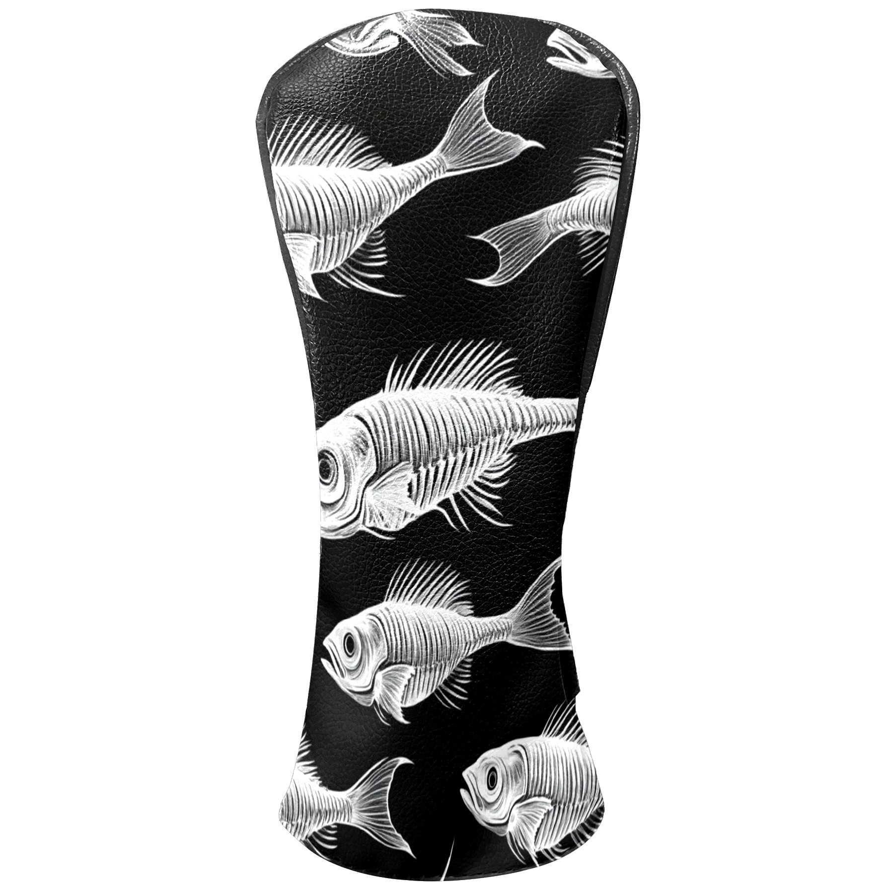 Golf Club Covers PU Leather Waterproof Head Covers for Fairway Woods Hybrids White Fishbone Pattern Unisex Fits Most Brands
