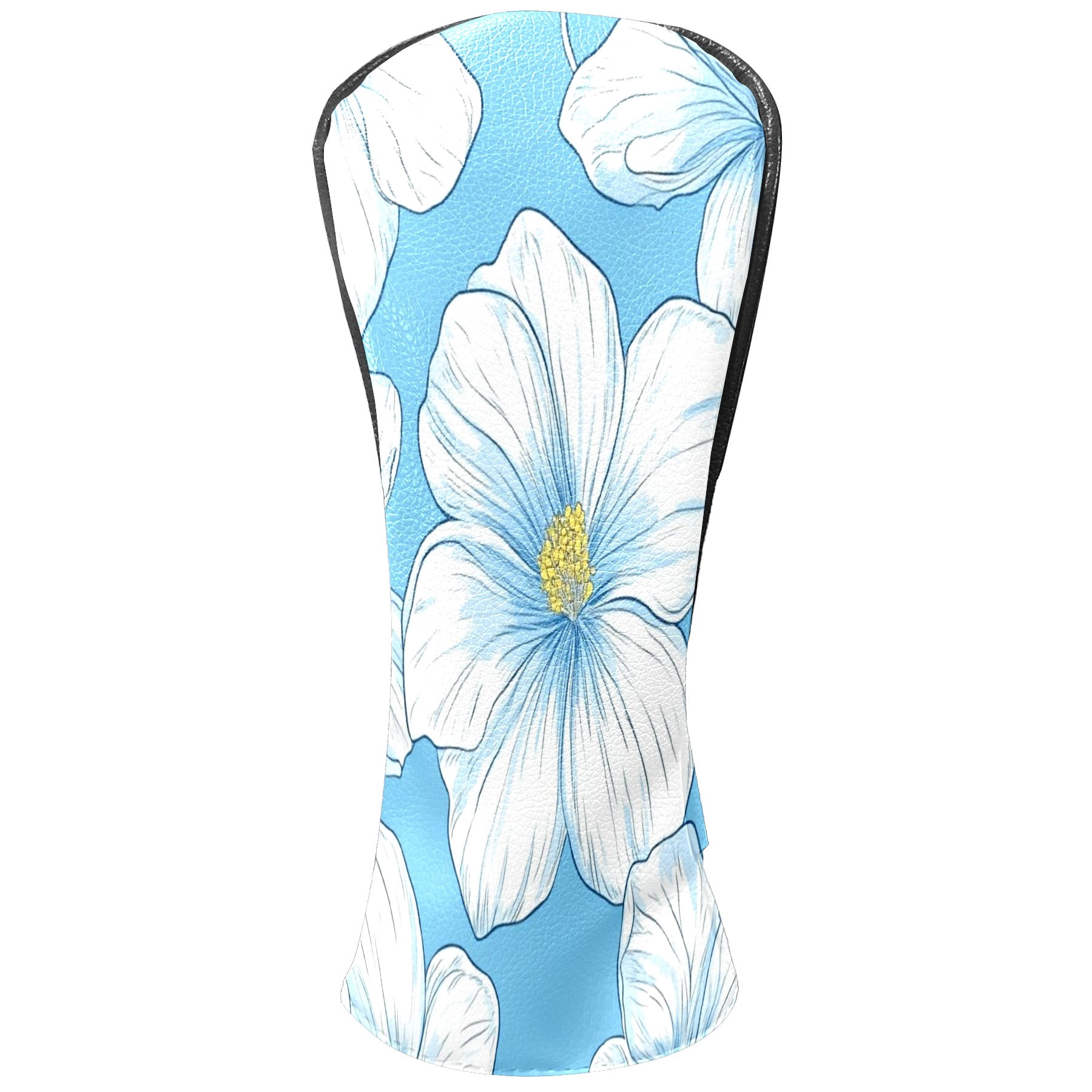 Golf Club Covers PU Leather Waterproof Head Covers for Fairway Woods Hybrids White Lily Unisex Fits Most Brands