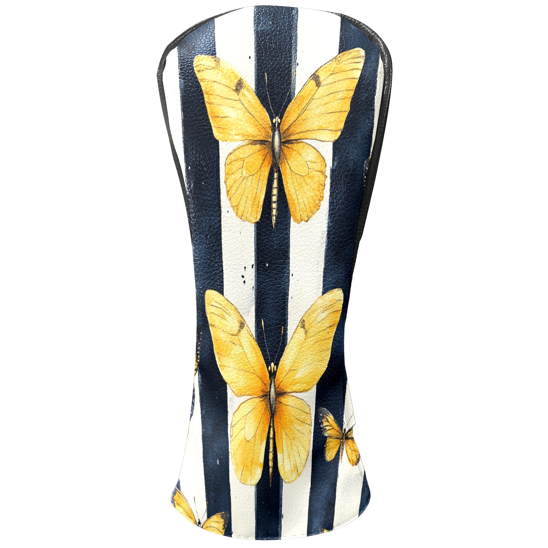 Golf Club Covers PU Leather Waterproof Head Covers for Fairway Woods Hybrids Yellow Butterfly Unisex Fits Most Brands