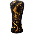 thumbnail image 1 of Golf Head Covers Yellow Musical Note Pattern for Driver, Wood & Hybrid, Premium Waterproof PU Leather with Plush Lining, Music Lover Golf Gifts, 1 of 10