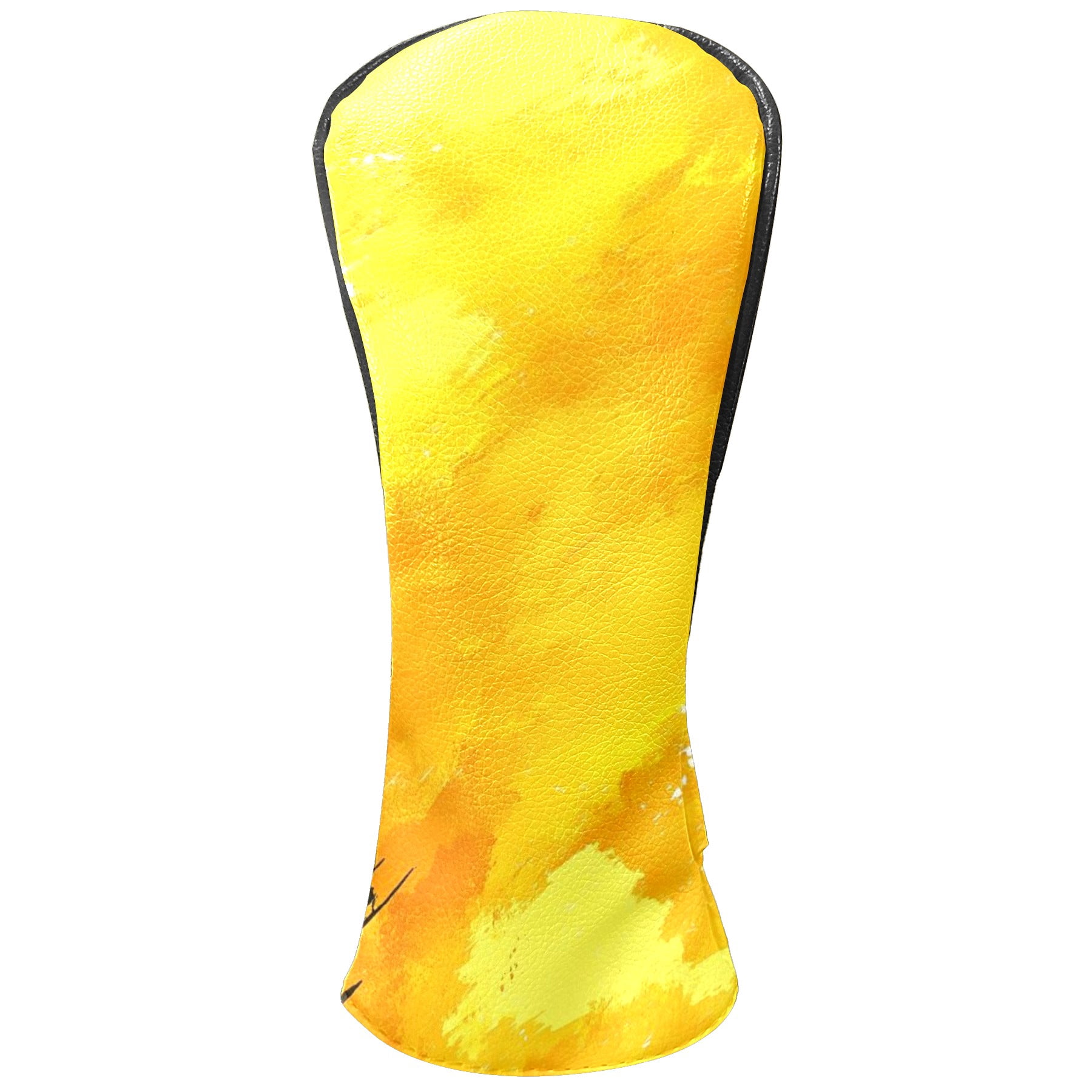 Golf Club Covers PU Leather Waterproof Head Covers for Fairway Woods Hybrids Yellow Painting Unisex Fits Most Brands