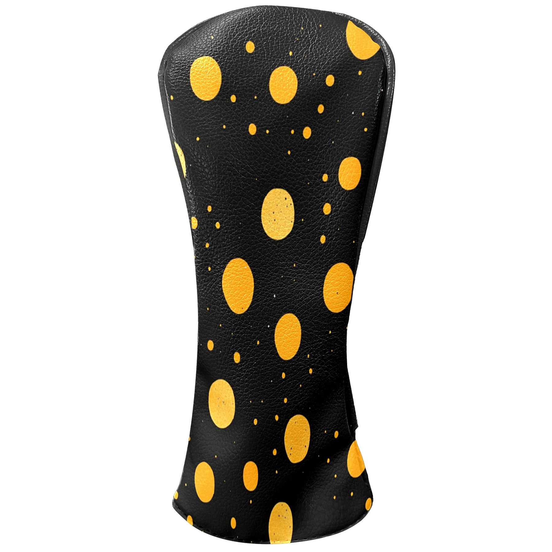Golf Club Covers PU Leather Waterproof Head Covers for Fairway Woods Hybrids Yellow Polka Dots