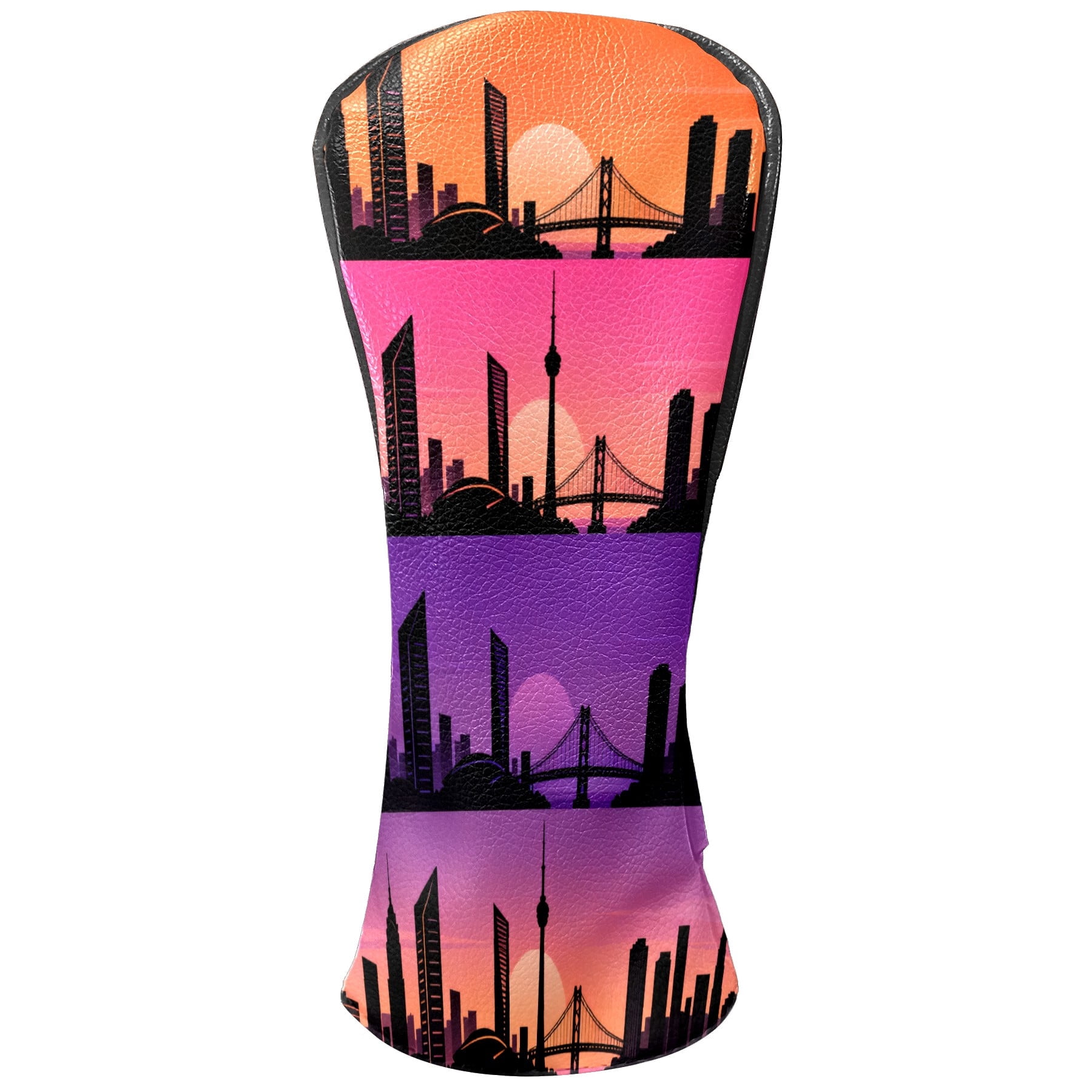 Golf Club Covers, Purple CitySkyline Premium PU Leather Driver Hybrid Putter Head Covers with Velvet Lining, Waterproof Golf Gifts for Men Women