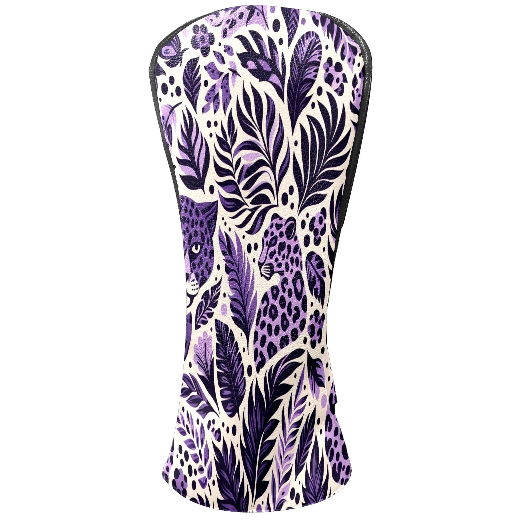 Golf Club Covers, Purple LeopardPlant Premium PU Leather Driver Hybrid Putter Head Covers with Velvet Lining, Waterproof Golf Gifts for Men Women