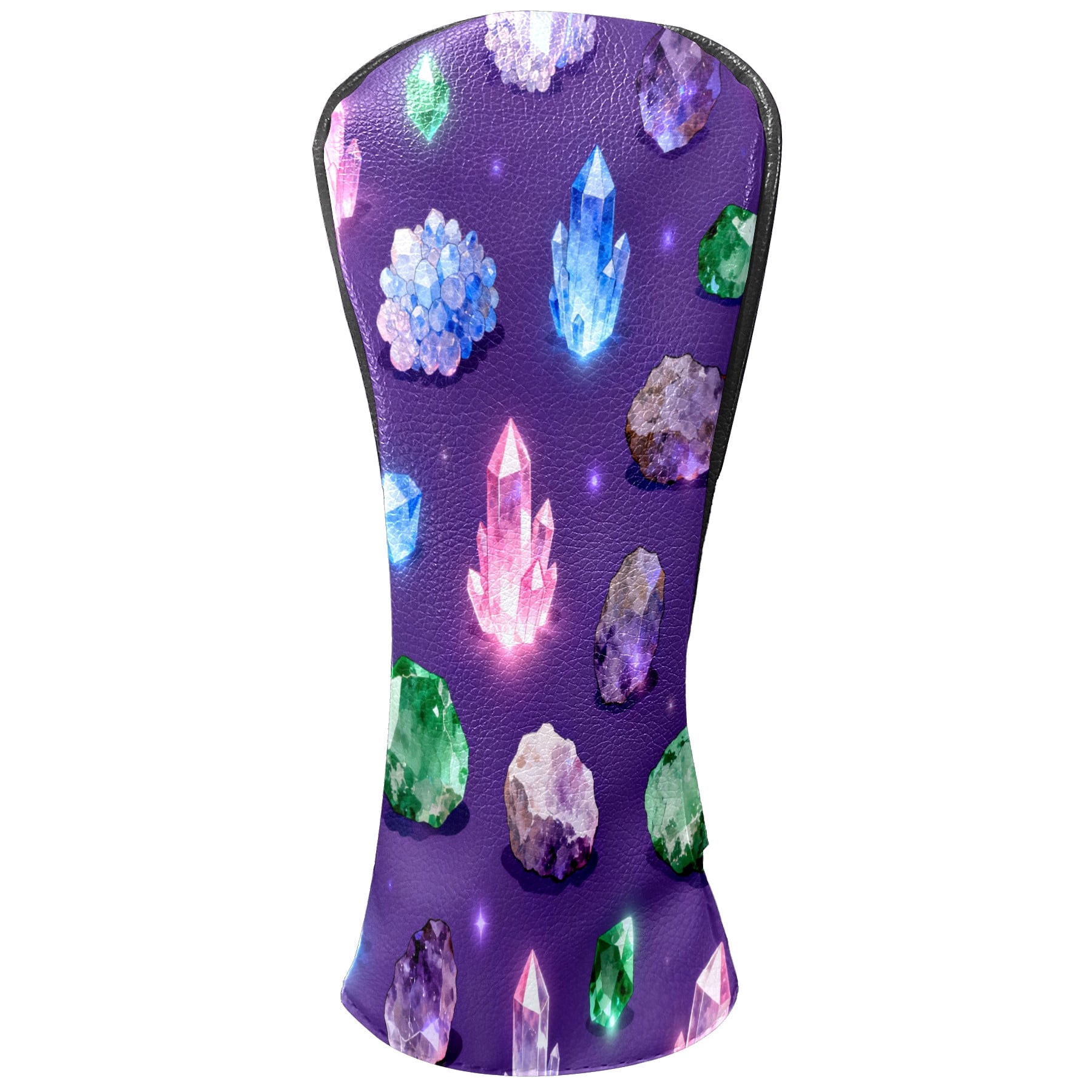 Golf Club Covers, Purple ShinyCrystal Premium PU Leather Driver Hybrid Putter Head Covers with Velvet Lining, Waterproof Golf Gifts for Men Women