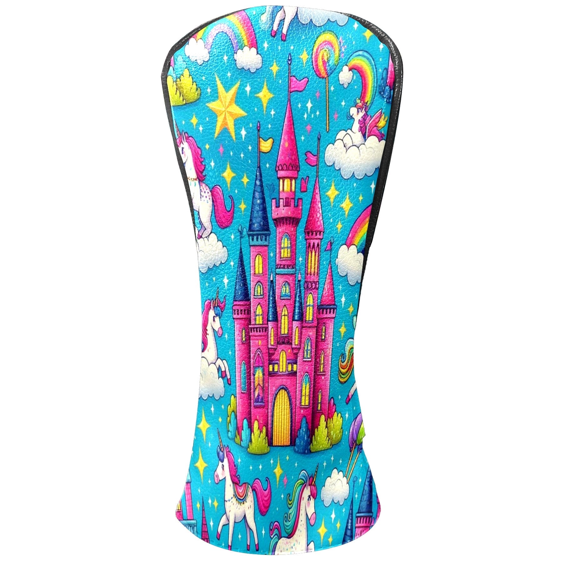 Golf Club Head Covers Rainbow Unicorn for Driver and Fairway Woods, Premium PU Leather, Waterproof, Velvet Lining, Unisex Golf Gift