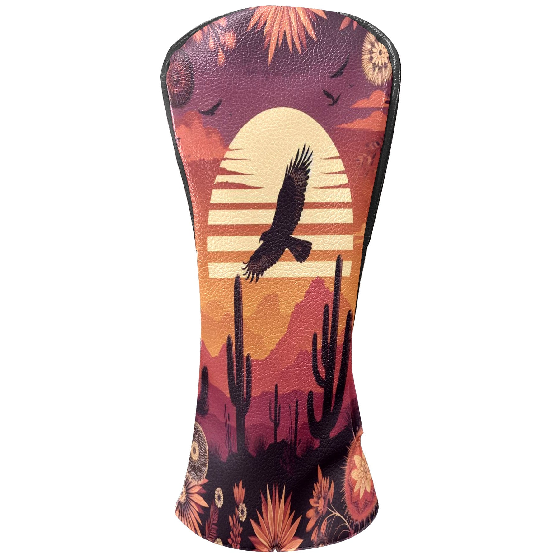 Golf Club Covers, Red Desert Eagle Premium PU Leather Driver Hybrid Putter Head Covers with Velvet Lining, Waterproof Golf Gifts for Men Women