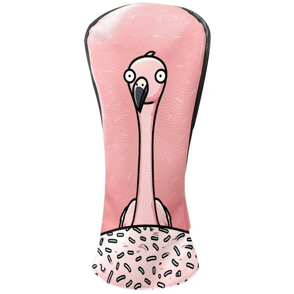 Golf Club Head Covers Red Flamingo for Driver and Fairway Woods, Premium PU Leather, Waterproof, Velvet Lining, Unisex Golf Gift