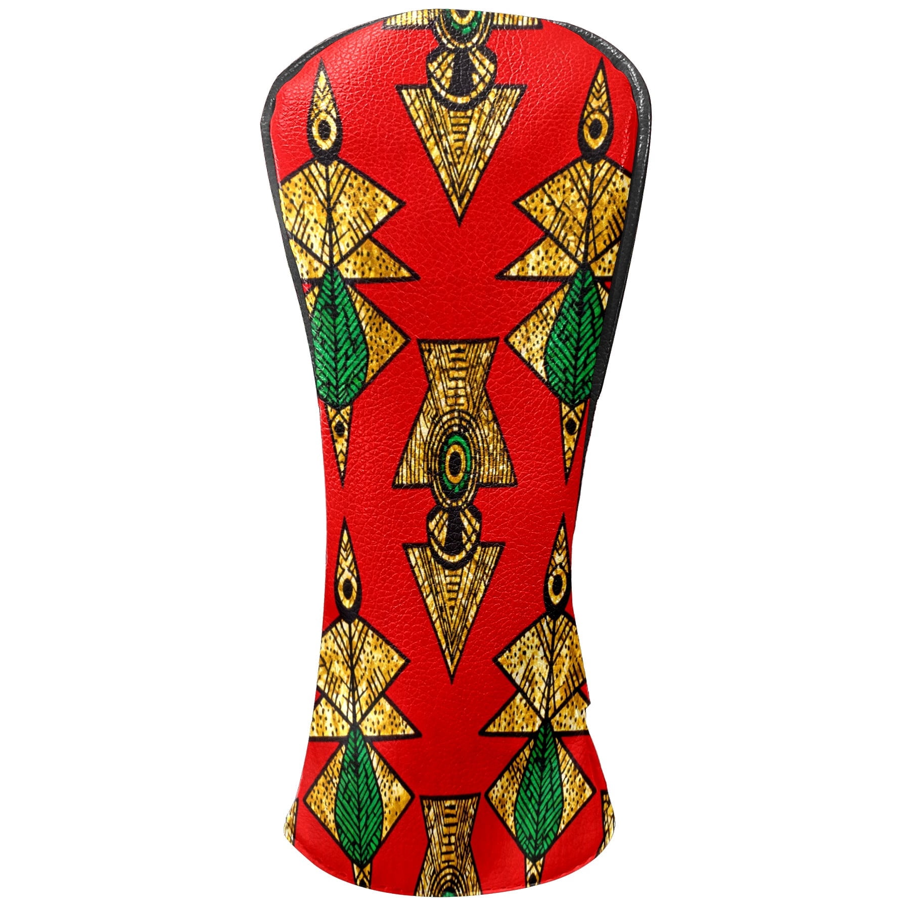 Golf Club Covers, Red GeometricEmblem Premium PU Leather Driver Hybrid Putter Head Covers with Velvet Lining, Waterproof Golf Gifts for Men Women