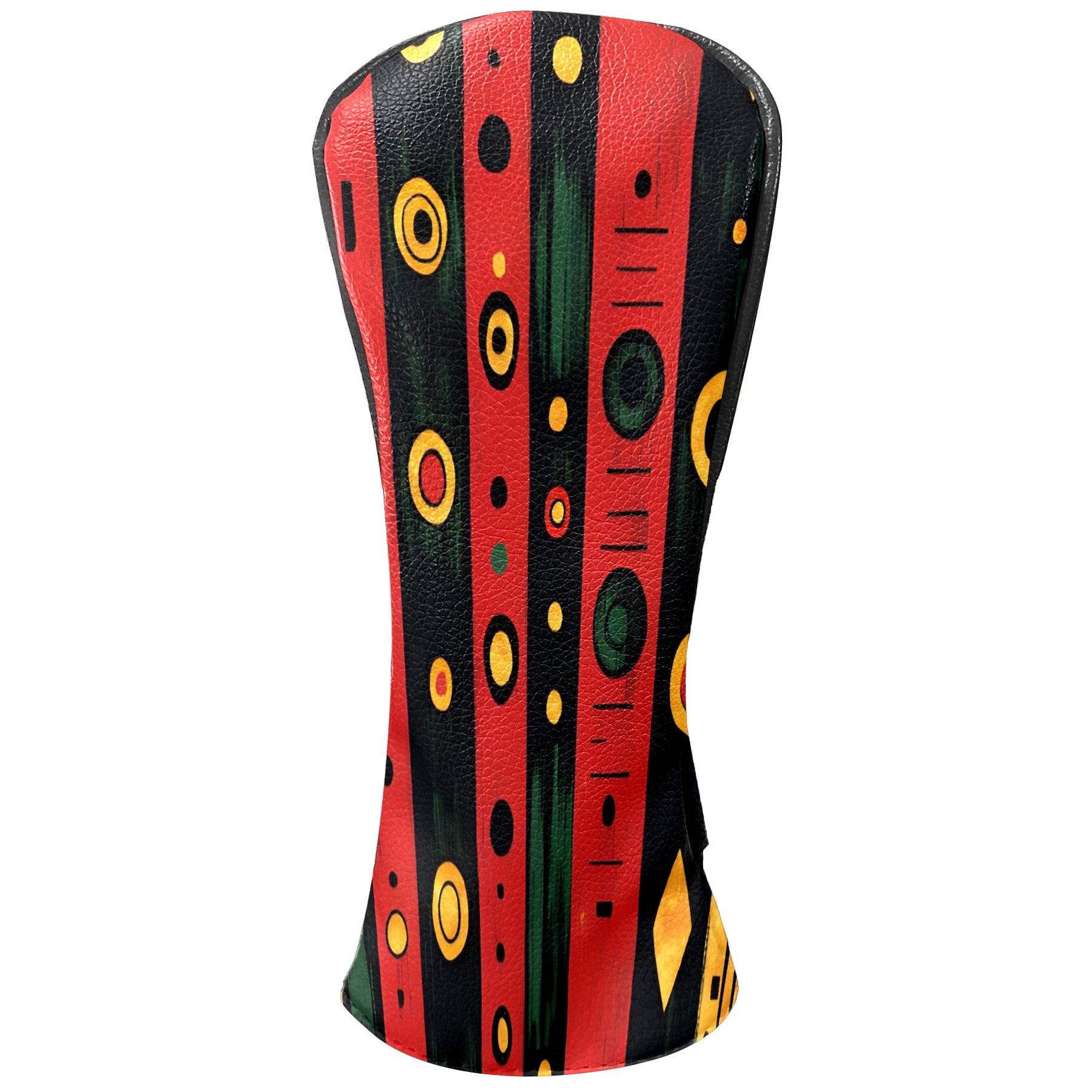 Golf Club Covers, Red GeometricStripe Premium PU Leather Driver Hybrid Putter Head Covers with Velvet Lining, Waterproof Golf Gifts for Men Women