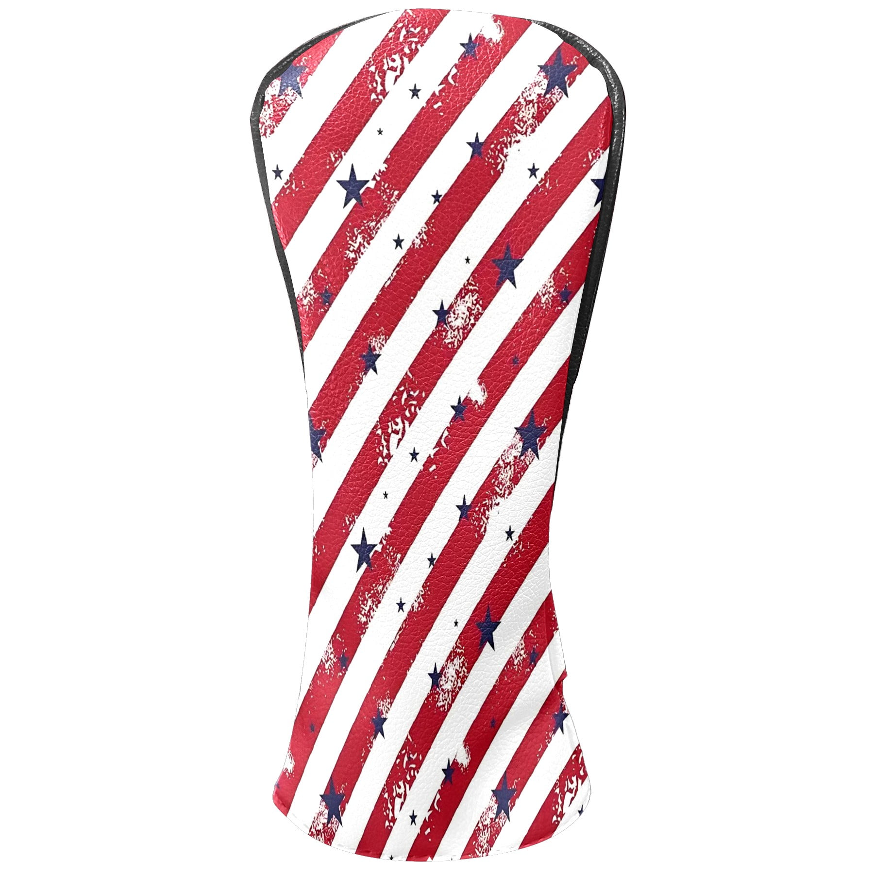 Golf Club Covers, Red Striped Star Premium PU Leather Driver Hybrid Putter Head Covers with Velvet Lining, Waterproof Golf Gifts for Men Women