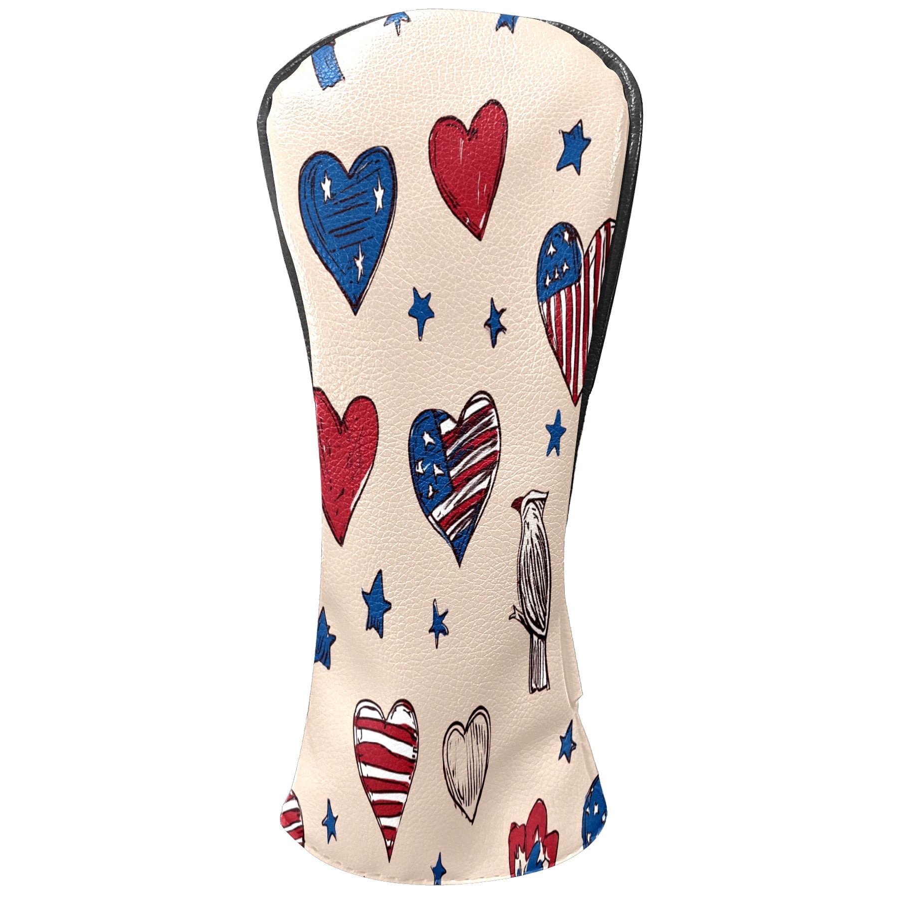 Golf Club Covers, RedBlue HeartStar Premium PU Leather Driver Hybrid Putter Head Covers with Velvet Lining, Waterproof Golf Gifts for Men Women