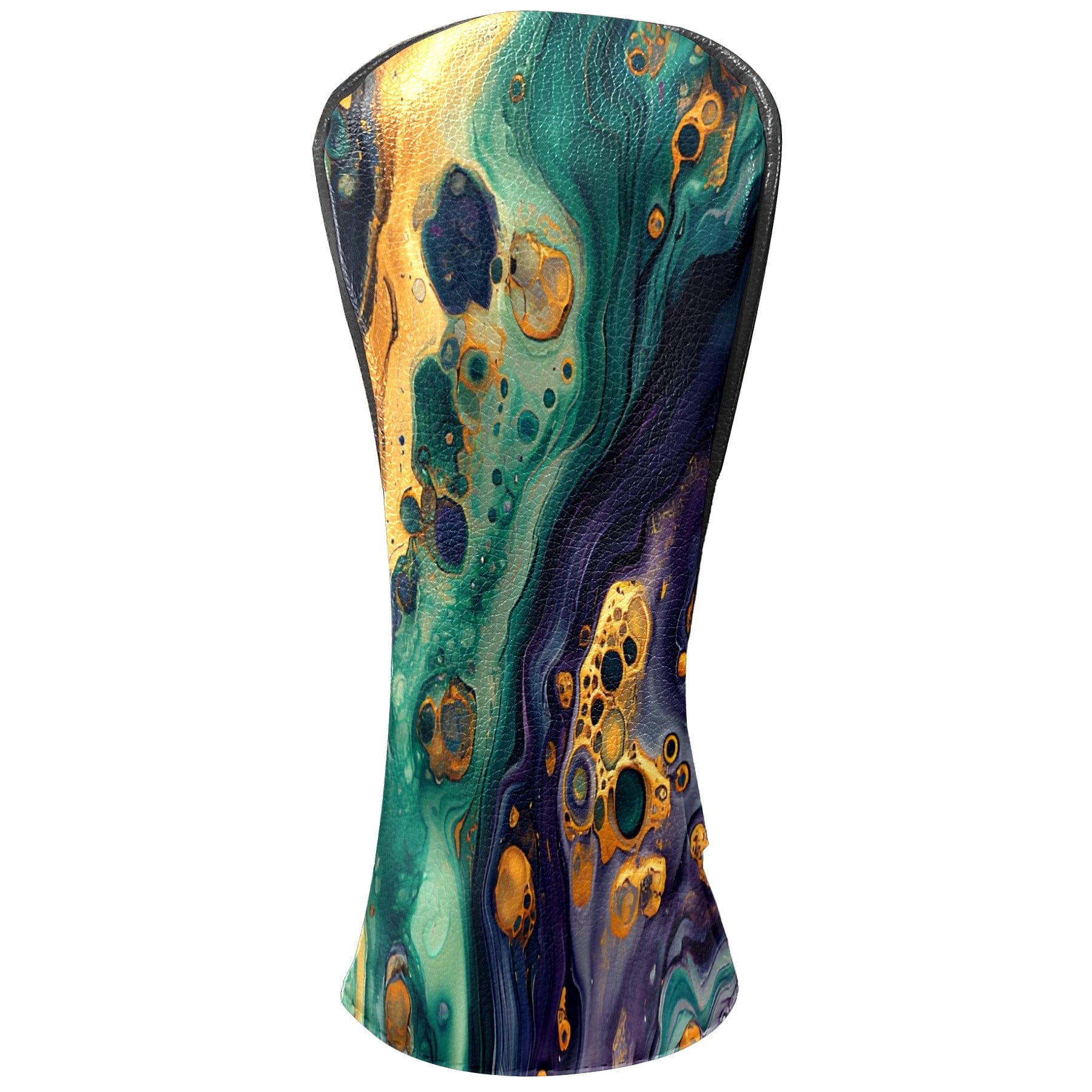 Golf Club Covers, Teal GoldMarble Premium PU Leather Driver Hybrid Putter Head Covers with Velvet Lining, Waterproof Golf Gifts for Men Women