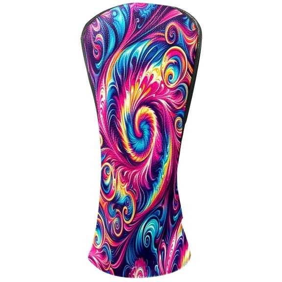 Golf Club Covers, Vibrant Swirl Pattern Premium PU Leather Driver Hybrid Putter Head Covers with Velvet Lining, Waterproof Golf Gifts for Men Women