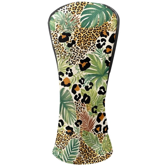 Golf Club Covers, While Palm Tree Premium PU Leather Driver Hybrid Putter Head Covers with Velvet Lining, Waterproof Golf Gifts for Men Women