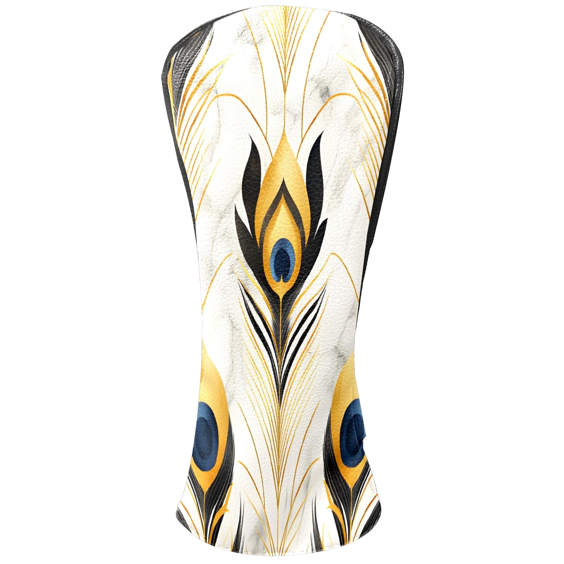 Golf Club Covers, White Gold Peacock Premium PU Leather Driver Hybrid Putter Head Covers with Velvet Lining, Waterproof Golf Gifts for Men Women