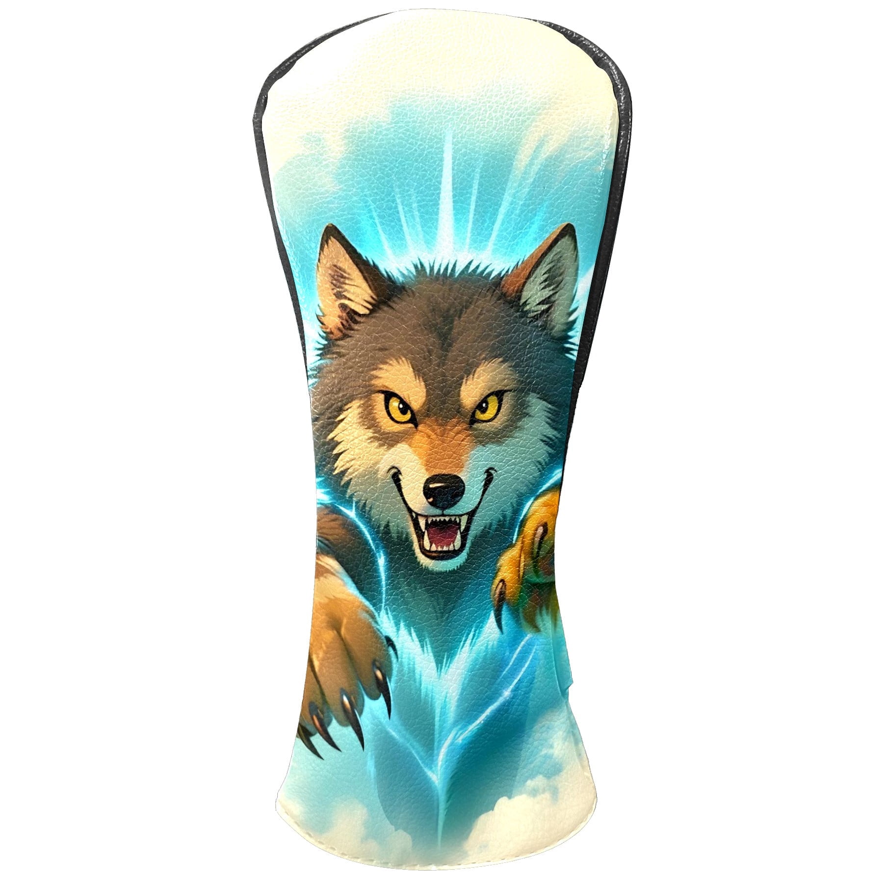 Golf Club Covers, Wolf Premium PU Leather Driver Hybrid Putter Head Covers with Velvet Lining, Waterproof Golf Gifts for Men Women