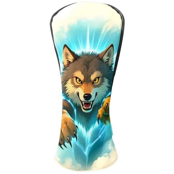 Golf Club Covers, Wolf Premium PU Leather Driver Hybrid Putter Head Covers with Velvet Lining, Waterproof Golf Gifts for Men Women