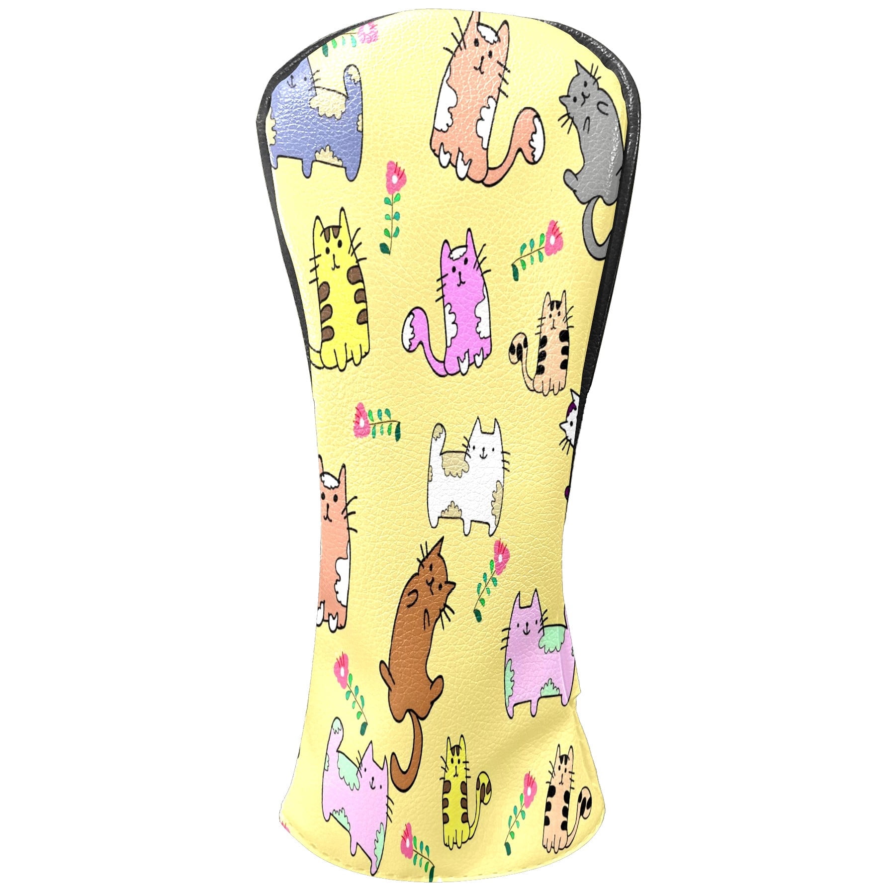 Golf Club Covers, Yellow Cat Premium PU Leather Driver Hybrid Putter Head Covers with Velvet Lining, Waterproof Golf Gifts for Men Women
