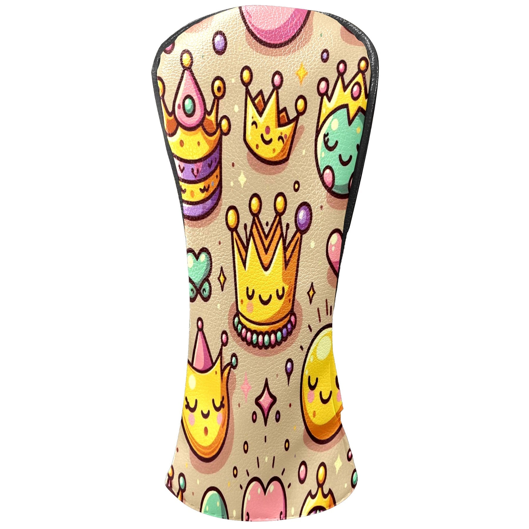 Golf Club Head Covers Yellow Crown for Driver and Fairway Woods, Premium PU Leather, Waterproof, Velvet Lining, Unisex Golf Gift