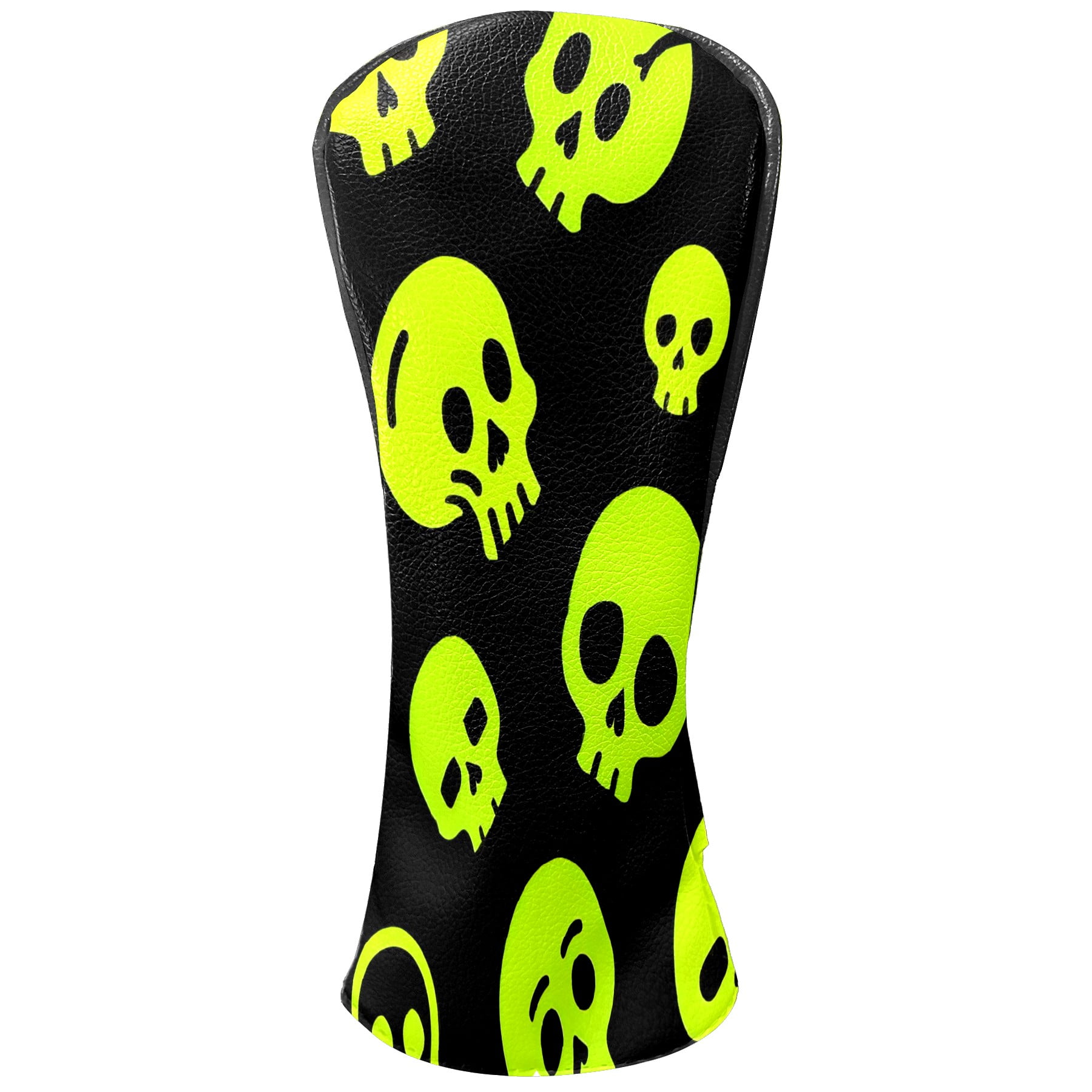 Golf Club Covers, Yellow Skeleton Premium PU Leather Driver Hybrid Putter Head Covers with Velvet Lining, Waterproof Golf Gifts for Men Women