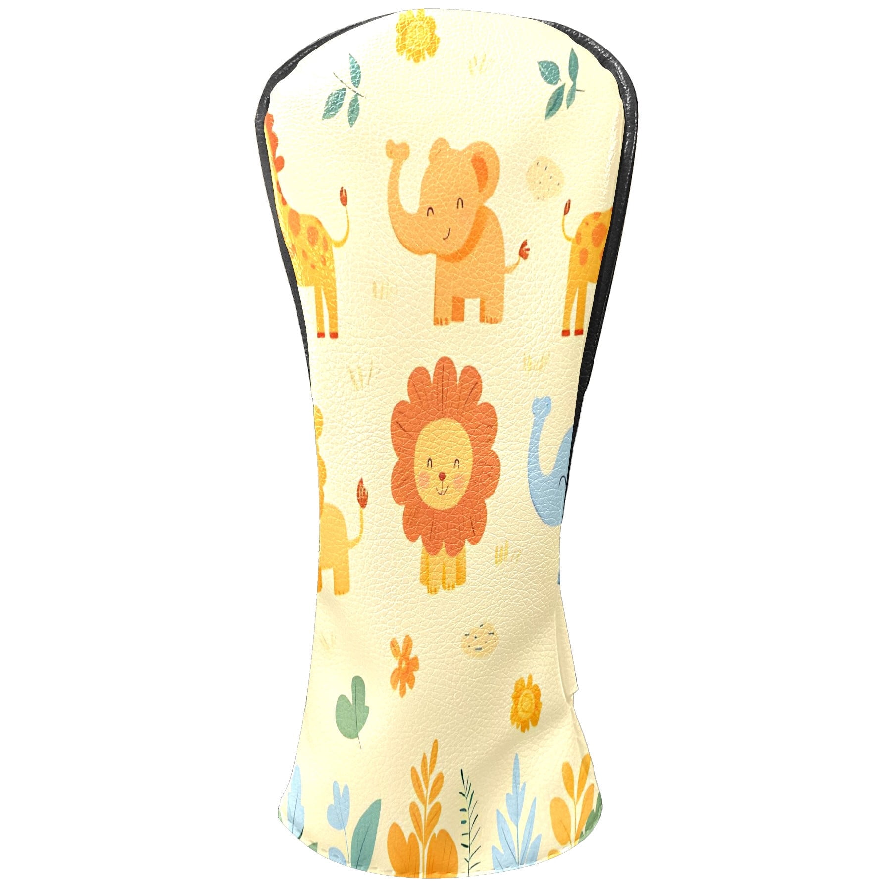 Golf Club Covers, Yellow ZooAnimal Premium PU Leather Driver Hybrid Putter Head Covers with Velvet Lining, Waterproof Golf Gifts for Men Women