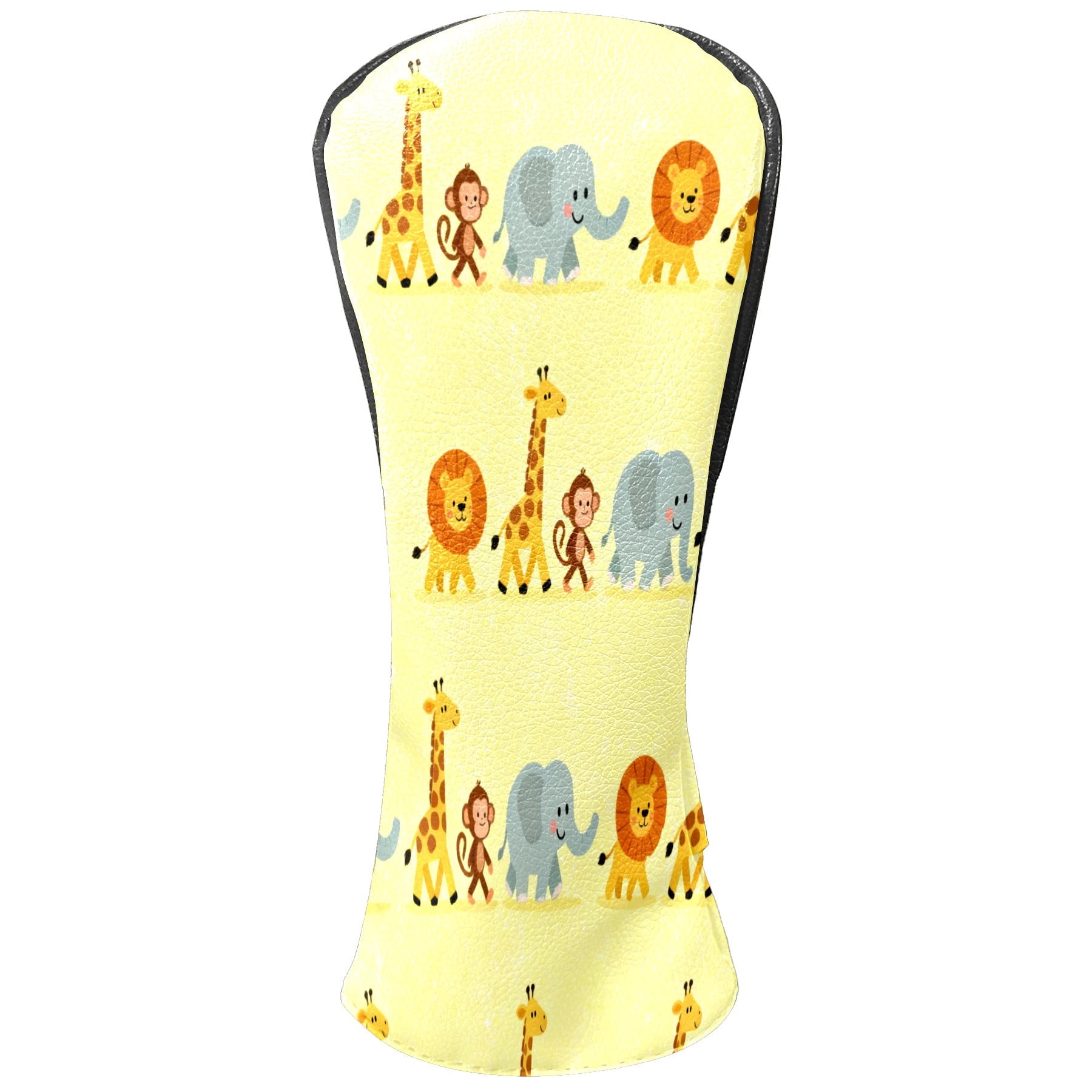 Golf Club Covers, Yellow ZooAnimalRow Premium PU Leather Driver Hybrid Putter Head Covers with Velvet Lining, Waterproof Golf Gifts for Men Women