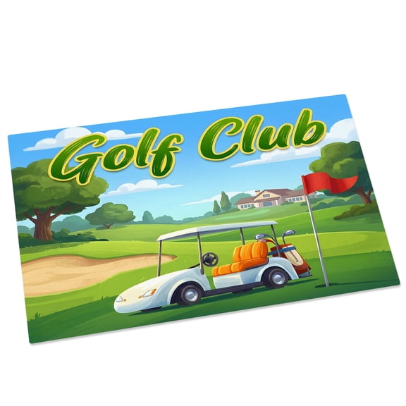 Golf Club Door Mat 16x24 Inch Cartoon Golf Cart Balls Sport Grass Entryway Rug with Non-Slip Rubber, Front Door Mat Indoor Floor Mats for Living Room Bathroom Bedroom Home Office