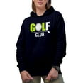 thumbnail image 1 of Golf Club Equipment with a Ball, Golf Player, Golfing or Golfer Themed Merch Gift, Navy Blue Hooded Sweatshirt or Hoodie, Medium, 1 of 5