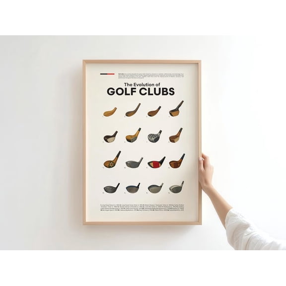 Golf Club Evolution Vintage Timeline Illustration Sports History Poster 8x12 UNFRAMDE